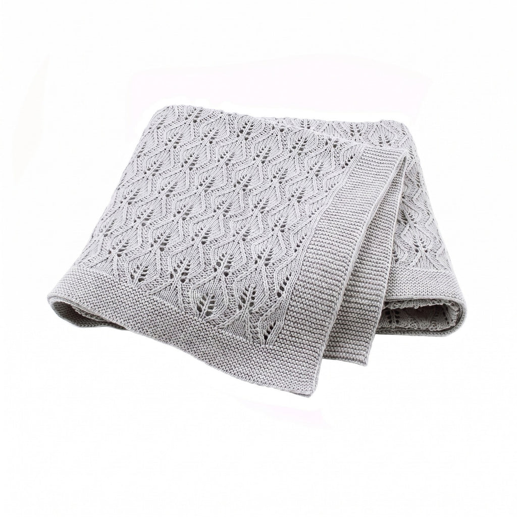 Couverture pour bébé en coton à maille pointelle, coloris gris