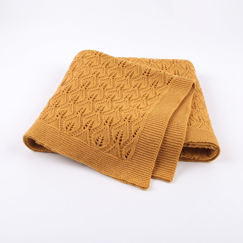 Couverture pour bébé en coton à maille pointelle, coloris jaune