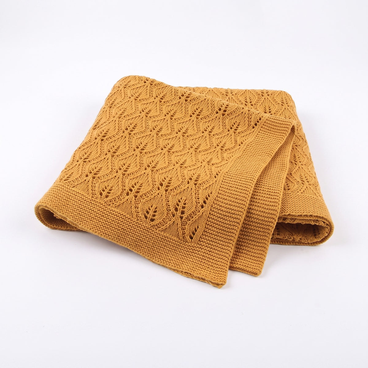 Couverture pour bébé en coton à maille pointelle, coloris jaune