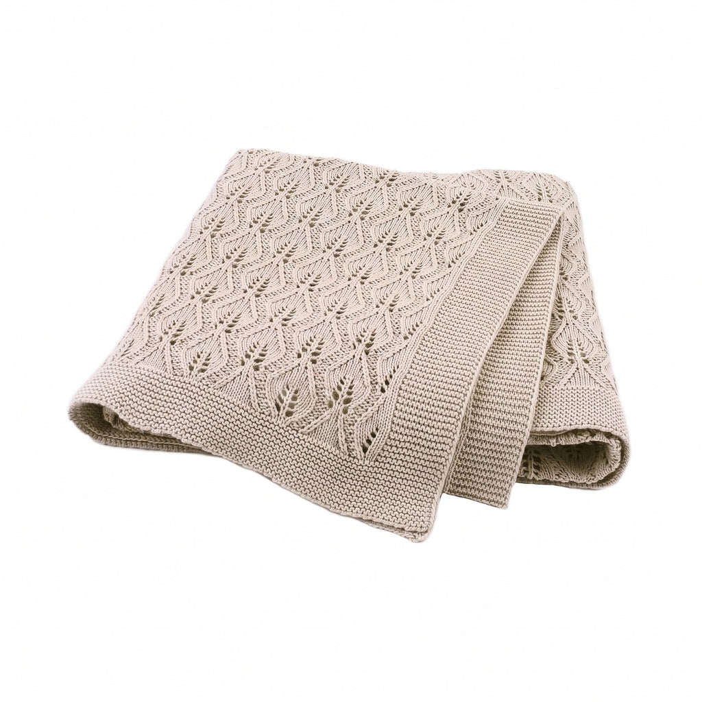 Couverture pour bébé en coton à maille pointelle, coloris marron
