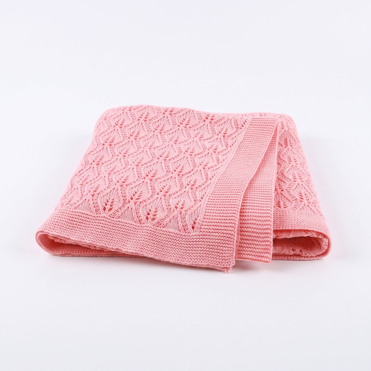 Couverture pour bébé en coton à maille pointelle, coloris rose