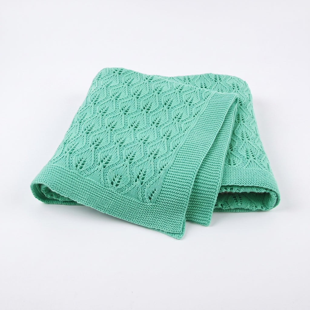 Couverture pour bébé en coton à maille pointelle, coloris vert