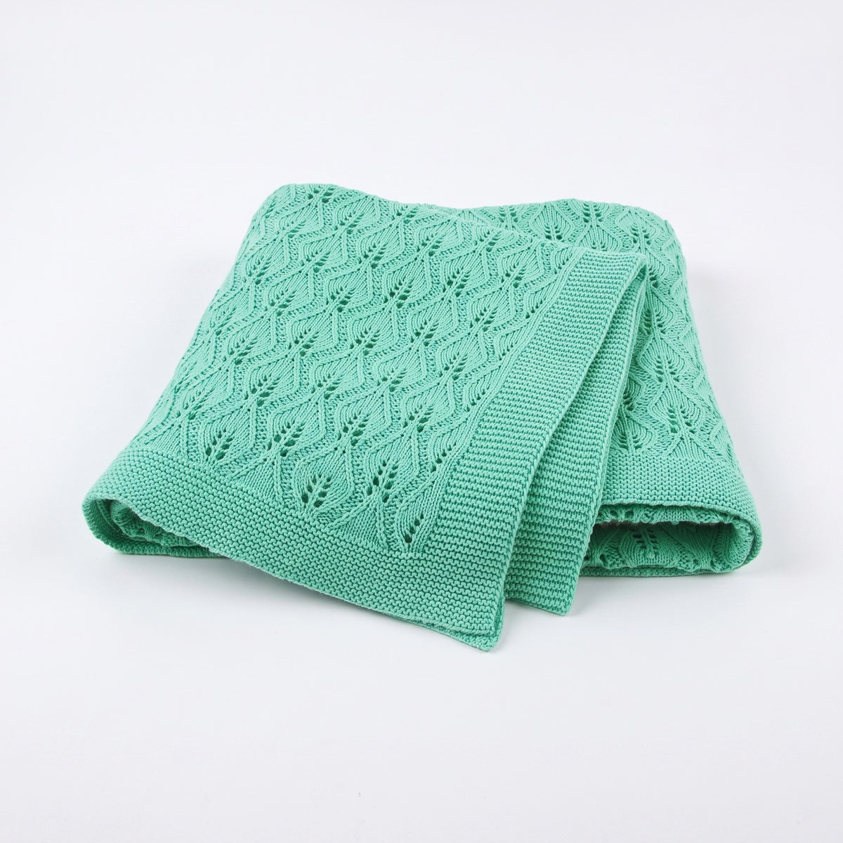 Couverture pour bébé en coton à maille pointelle, coloris vert