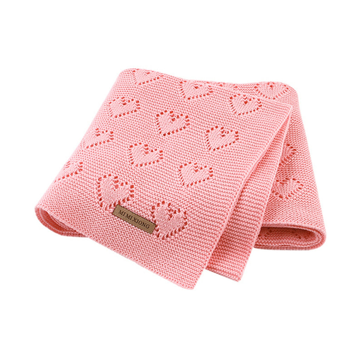 Couverture bébé rose foncée à cœurs sur fond blanc
