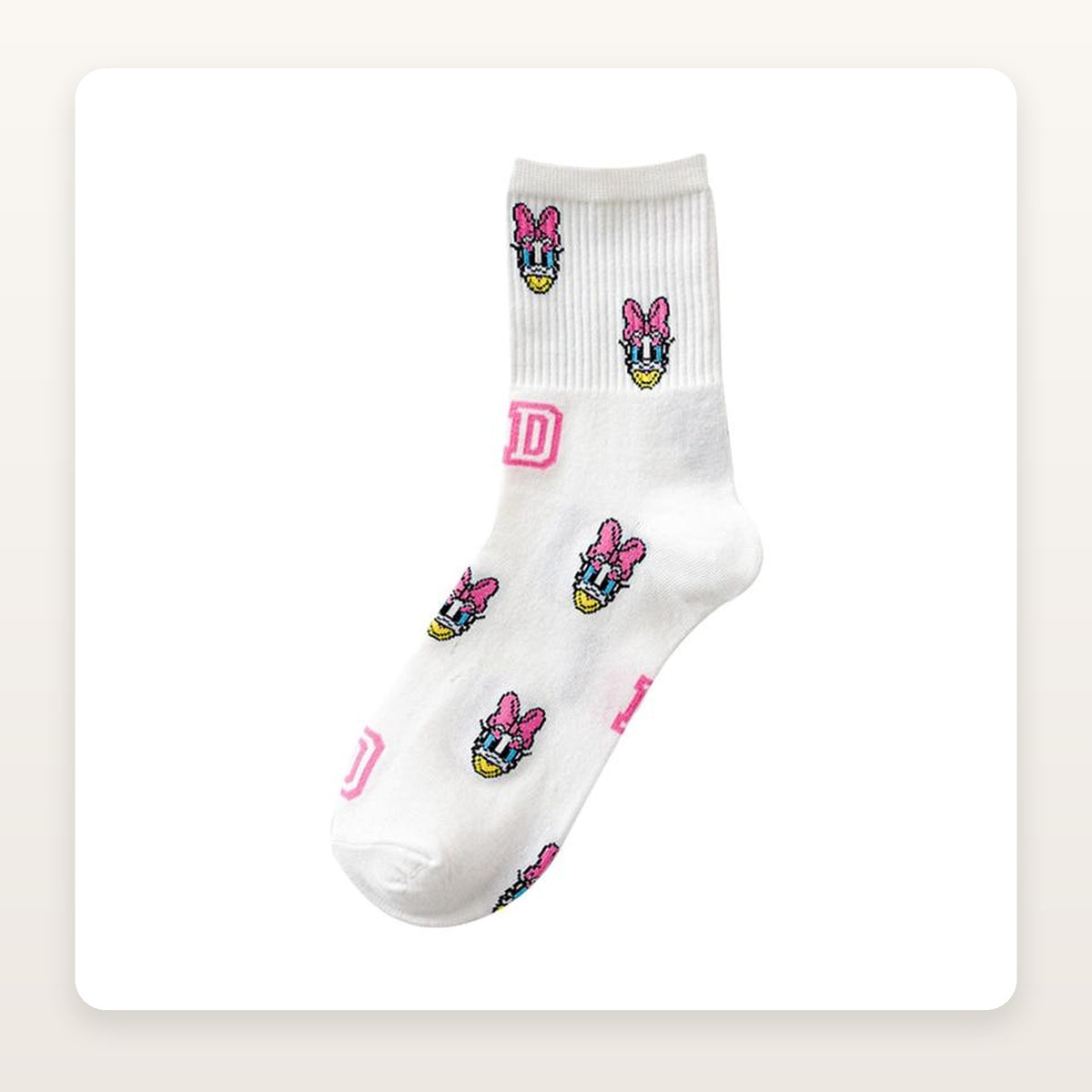 Chaussette blanche Daisy avec initiales roses