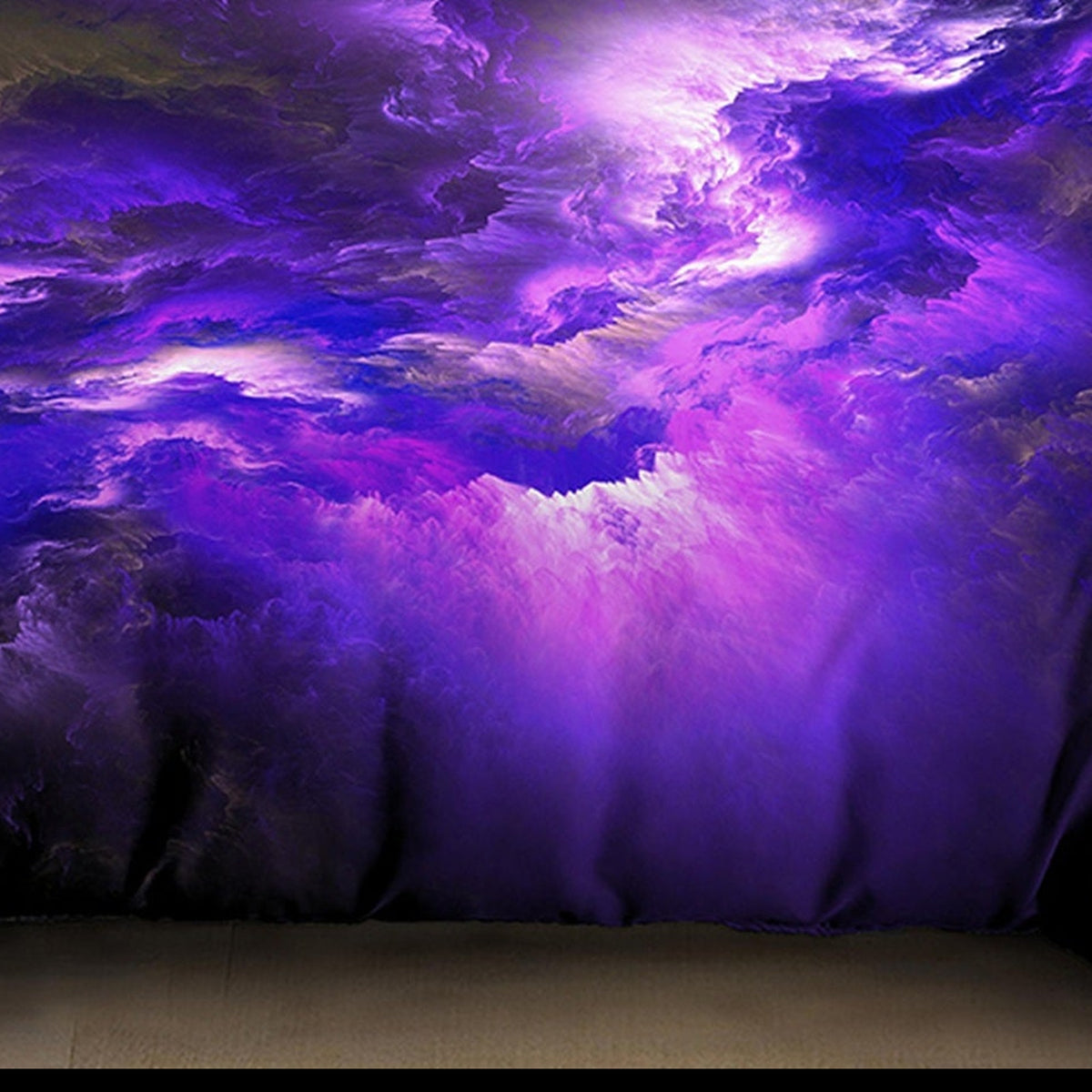 Détail du motif Cosmos, nuage violet imprimé, sur la housse de couette 3D Image