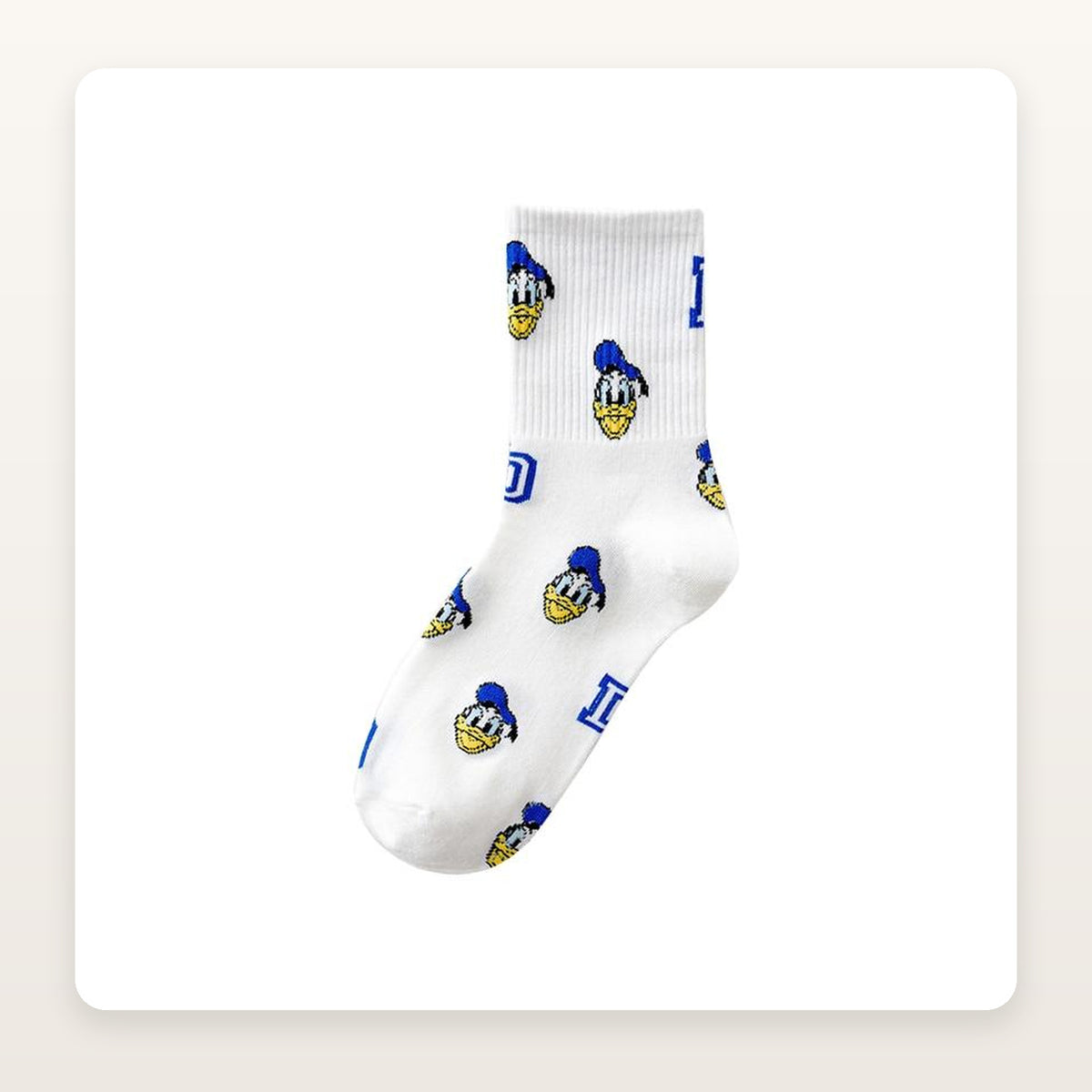 Chaussette blanche Donald avec initiales bleues