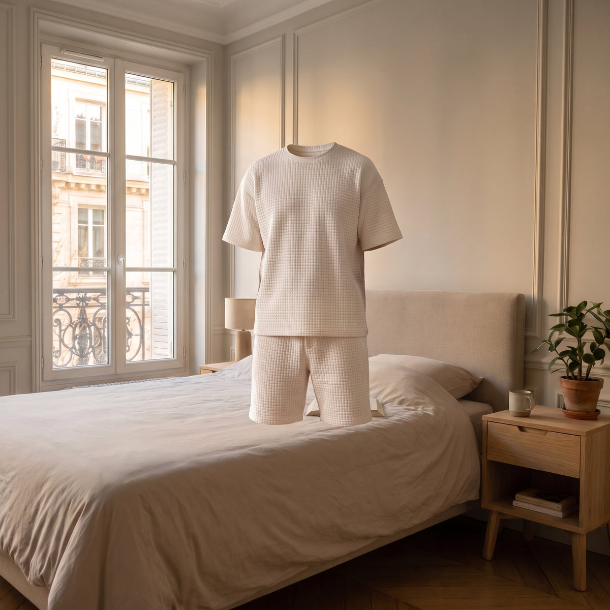 Ensemble homme en maille gaufrée coupe sans mannequin Image