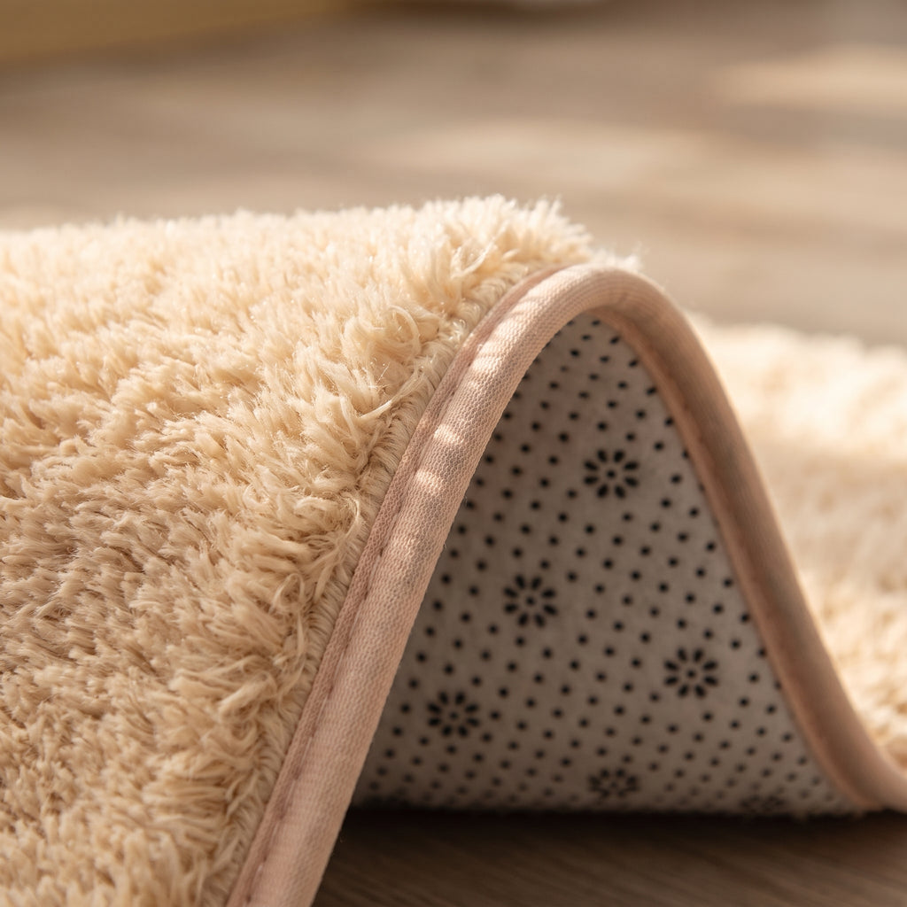 Grand tapis pelucheux nordique - envers antidérapant