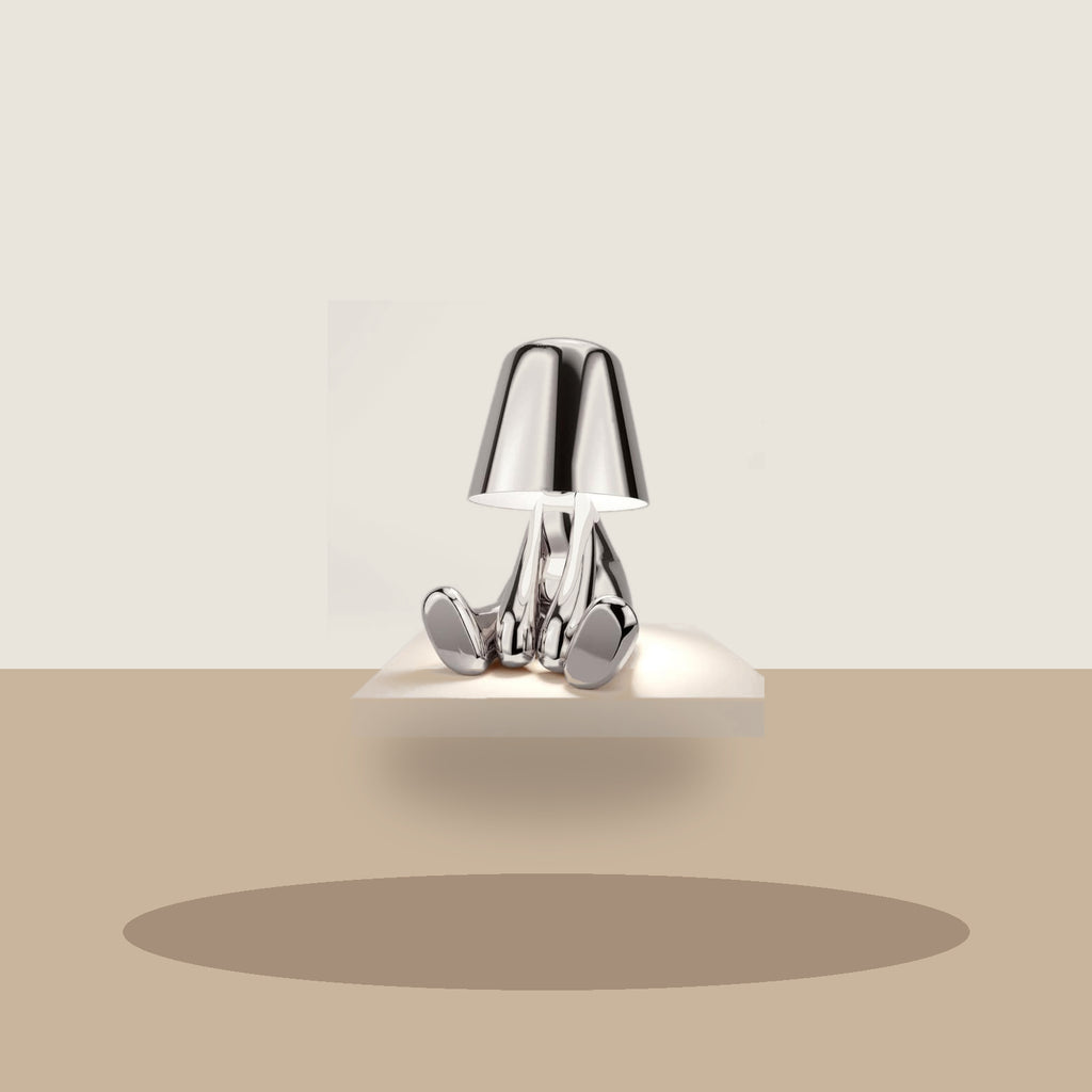 Lampe figurine modèle Brice en finition argentée