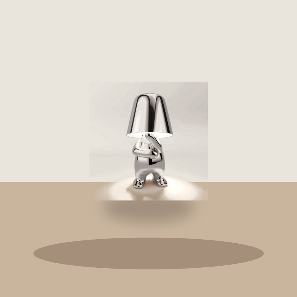Lampe figurine modèle Ran en finition argentée
