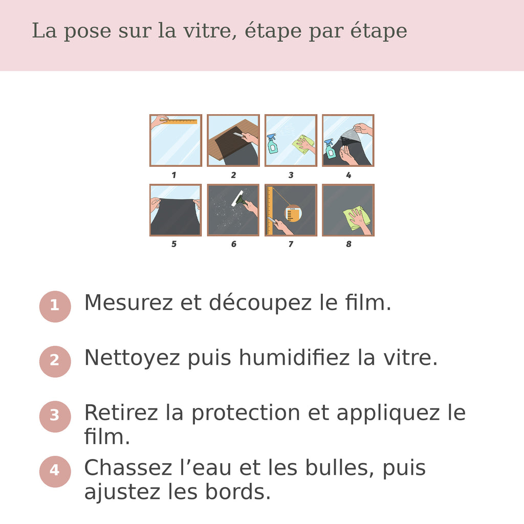 Étapes de pose humide du film adhésif isolant sur une vitre