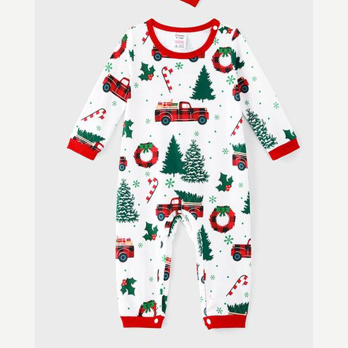 Combinaison bébé du pyjama de Noël sapins et voitures