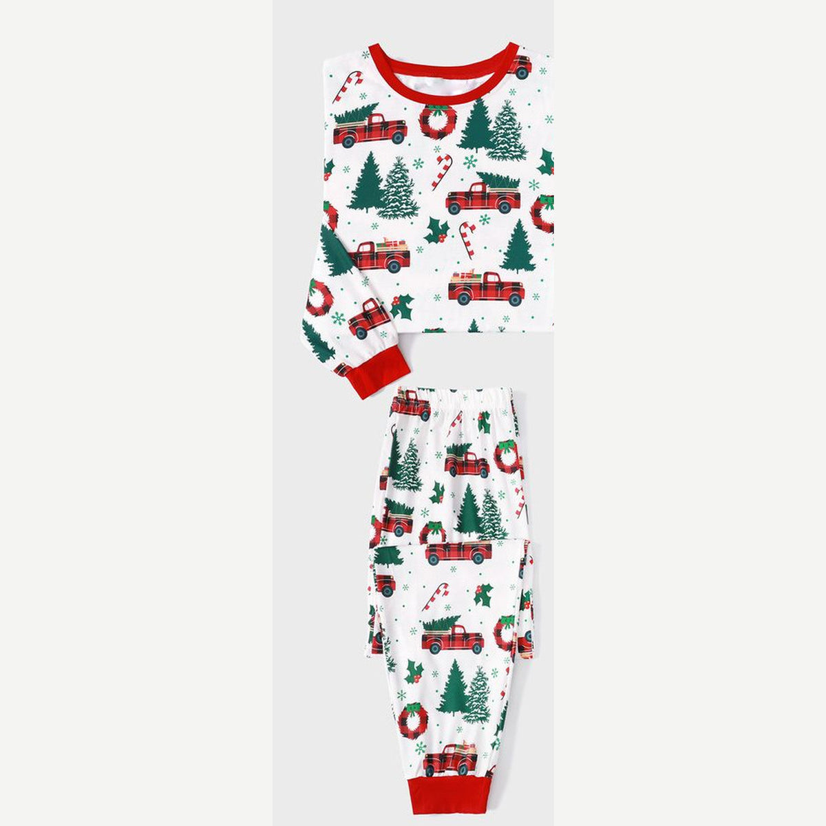 Format femme du pyjama de Noël sapins et voitures