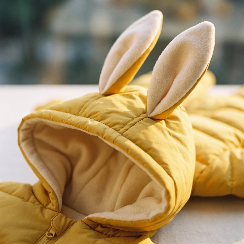 Capuche à oreilles de lapin et doublure polaire crème de la combinaison bébé