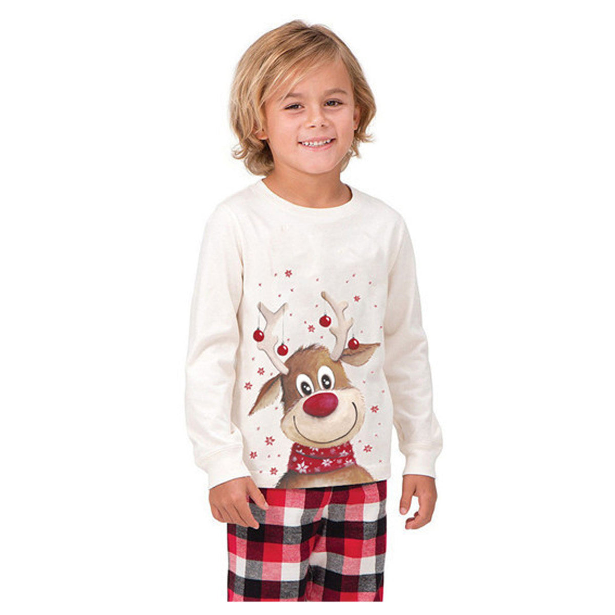 Enfant portant le pyjama de Noël blanc à renne