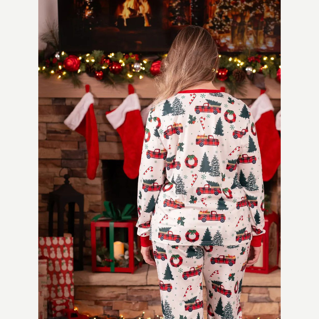 Pyjama de Noël famille blanc porté homme vu de dos, cadrage rapproché