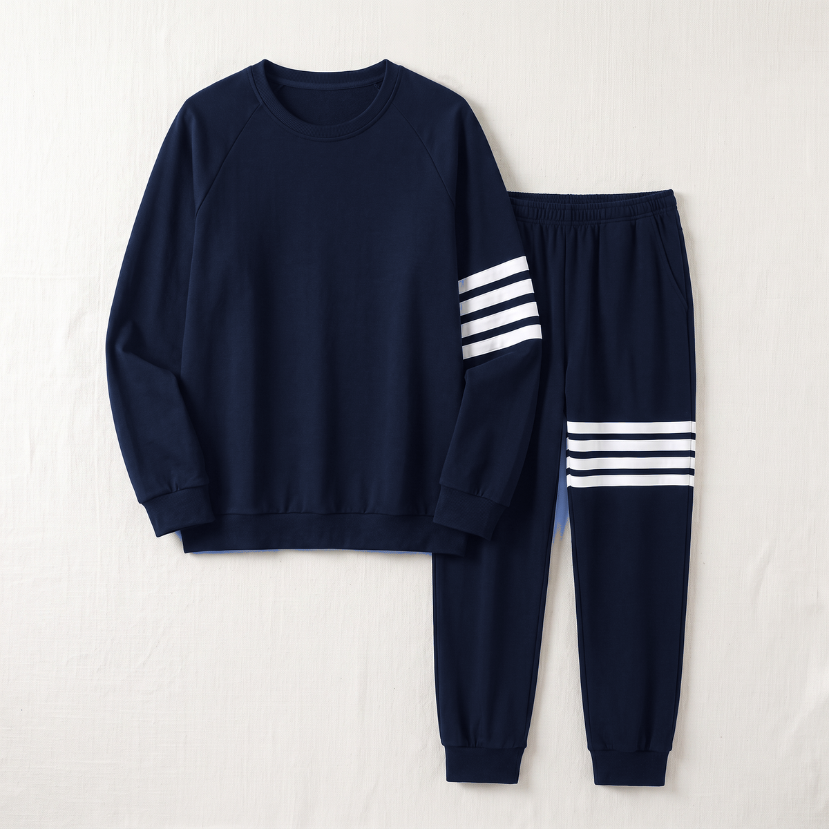 Pyjama homme bleu en coton présenté sur mannequin invisible