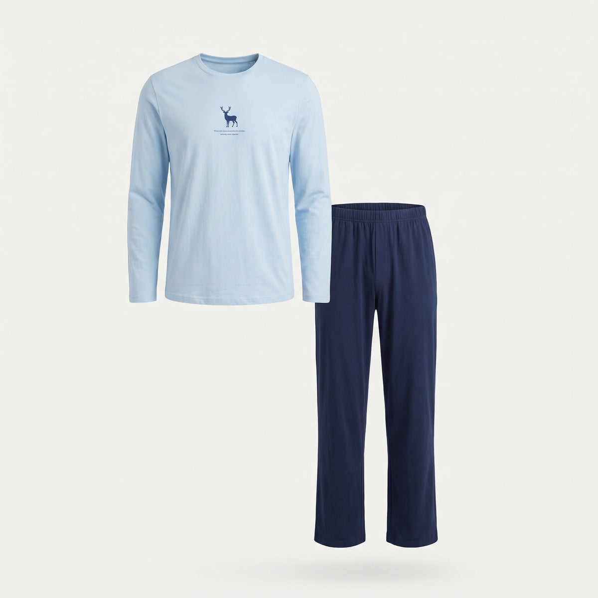 Pyjama homme bicolore bleu marine porté sans mannequin