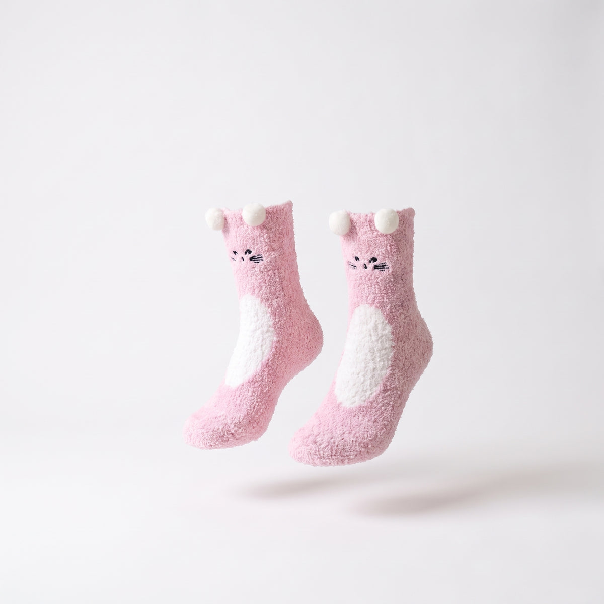 Chaussettes animaux chat rose présentées sans pied