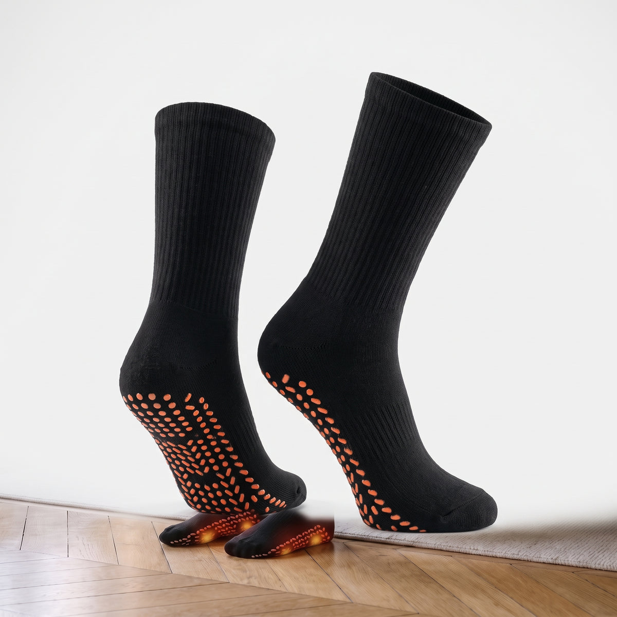 Chaussettes chaudes unisexes en coton noires, effet fantôme, sans mannequin