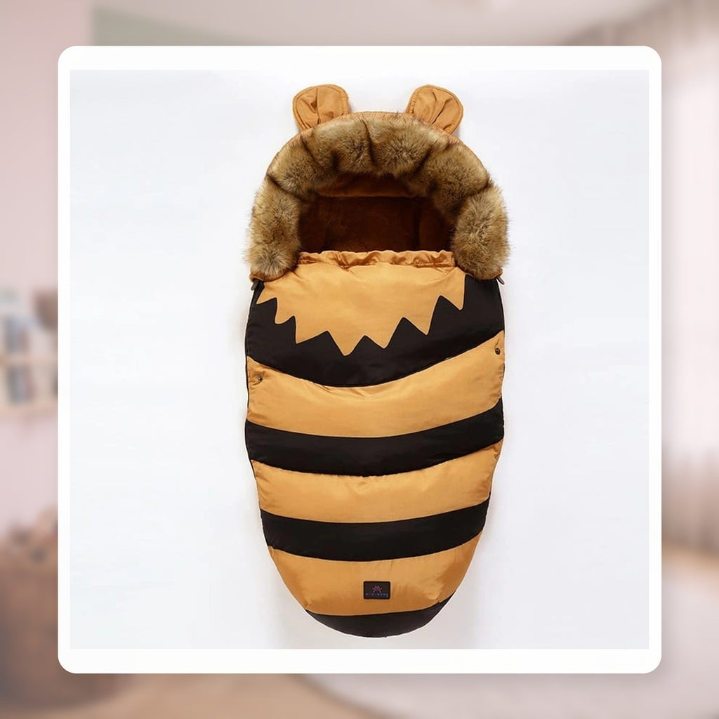 Gigoteuse chaude bébé à capuche, variante motif abeille
