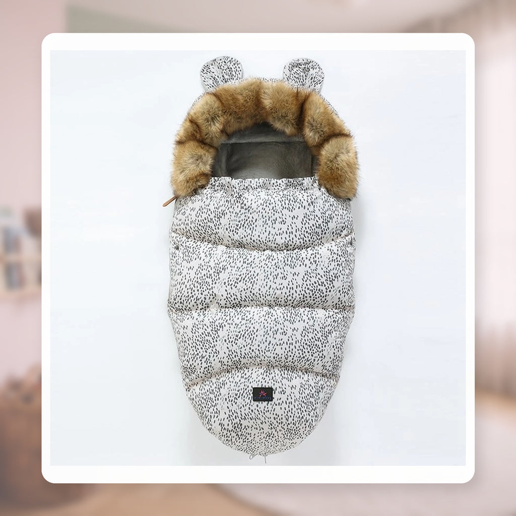 Gigoteuse chaude bébé à capuche, variante motif léopard