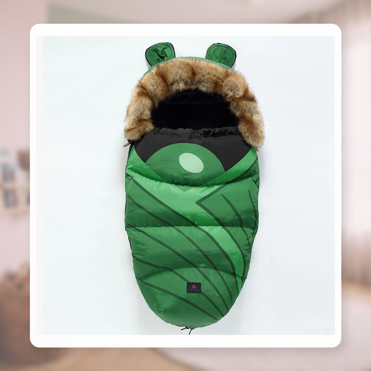 Gigoteuse chaude bébé à capuche, variante motif vert