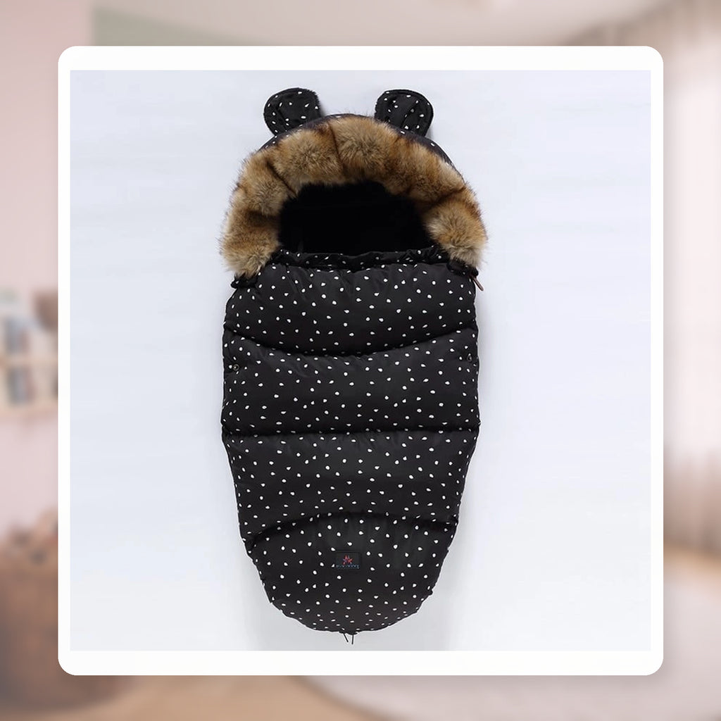 Gigoteuse chaude bébé à capuche, variante noir et blanc