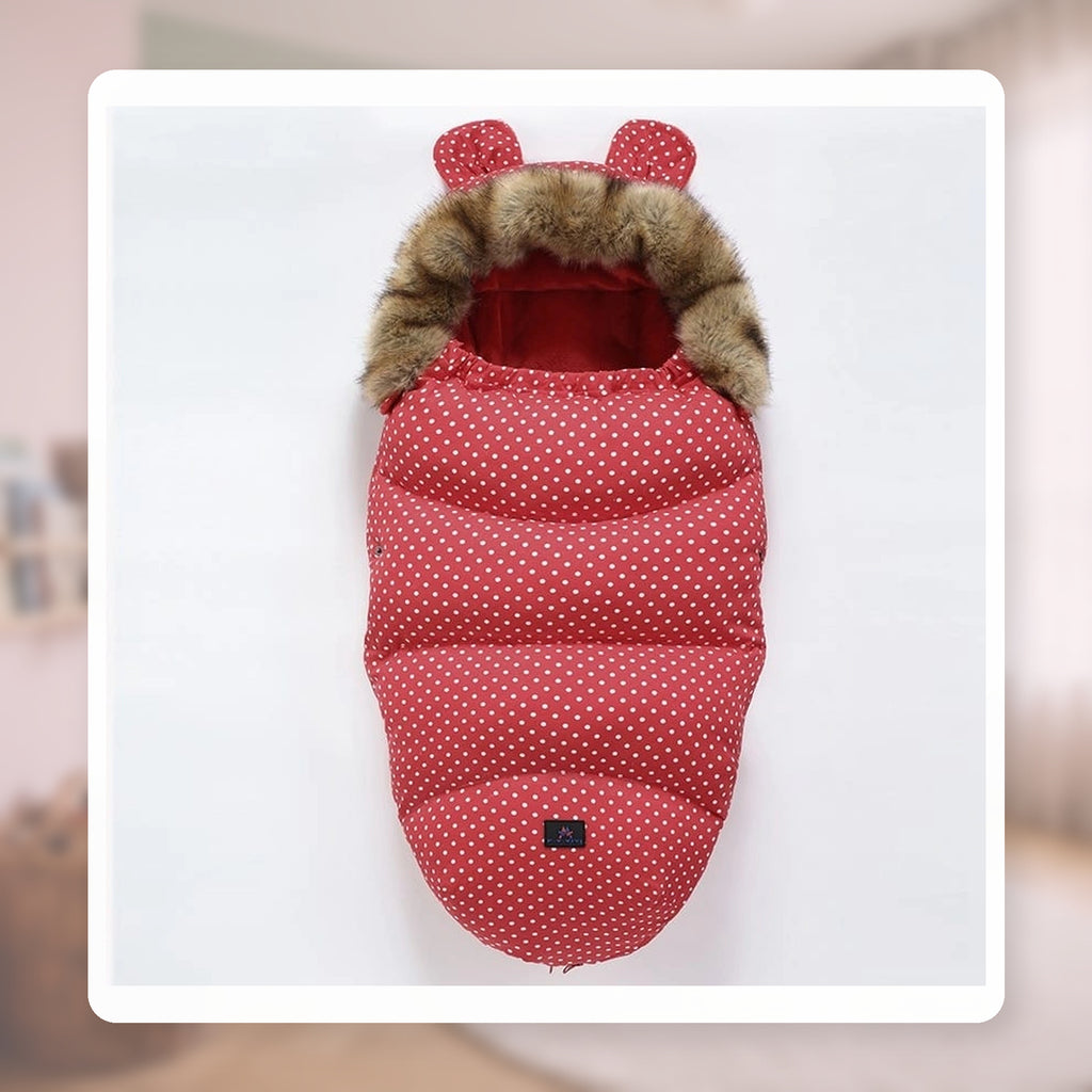Gigoteuse chaude bébé à capuche, variante rouge et blanc