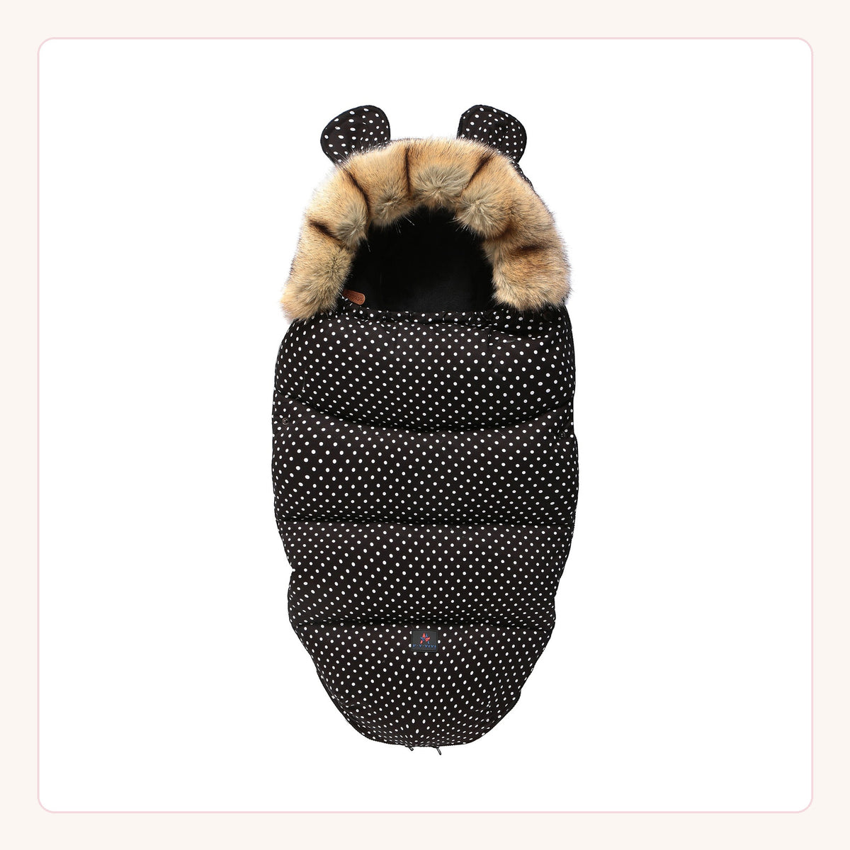 Nid d’ange noir à pois pour poussette bébé