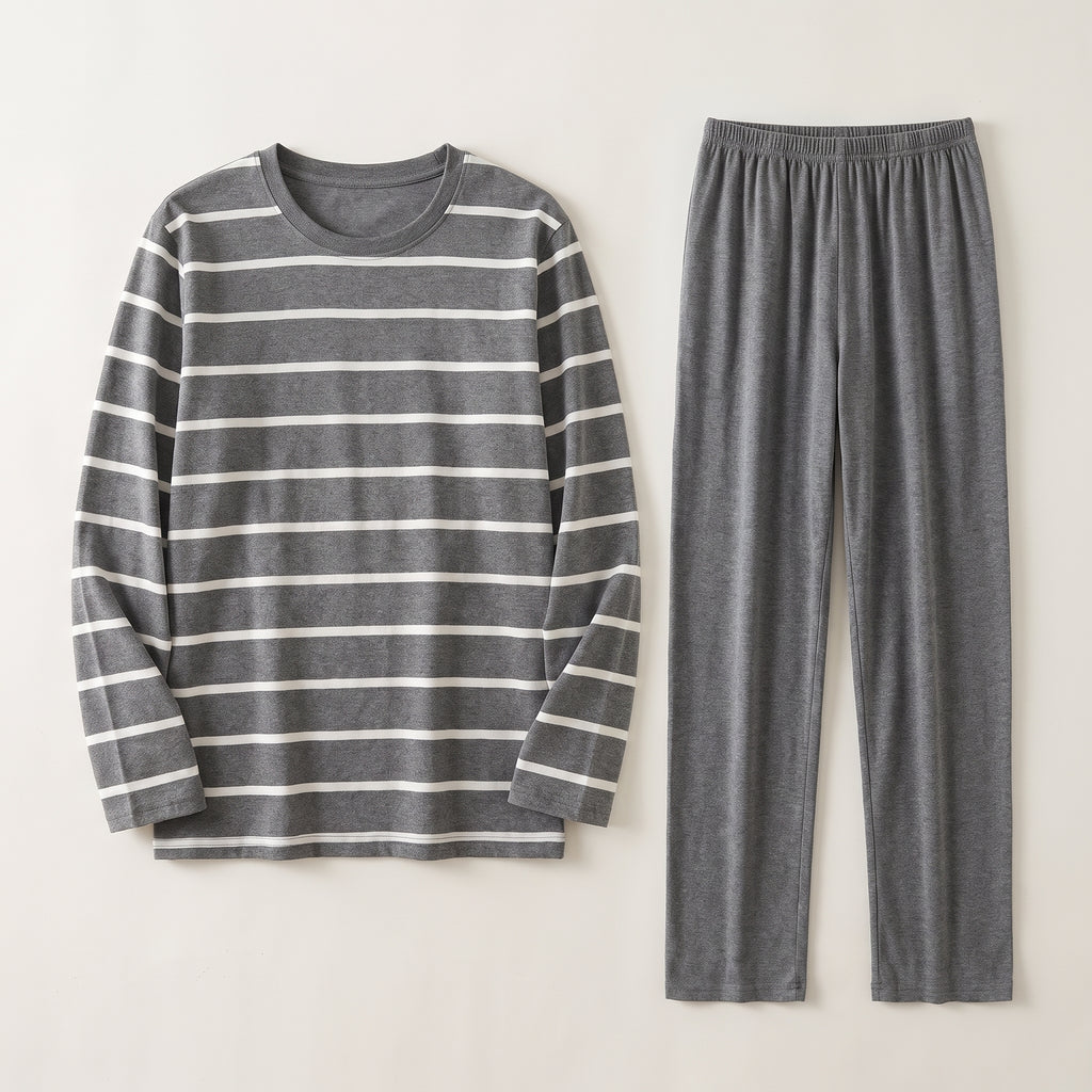 Haut rayé et pantalon uni gris foncé du pyjama homme