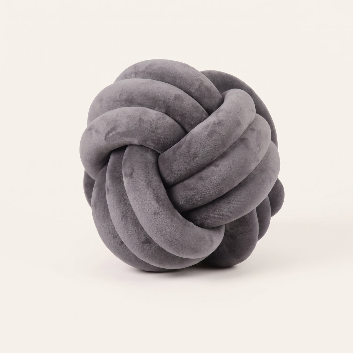 Coussin nœud en velours gris foncé, boule tressée de 20 cm