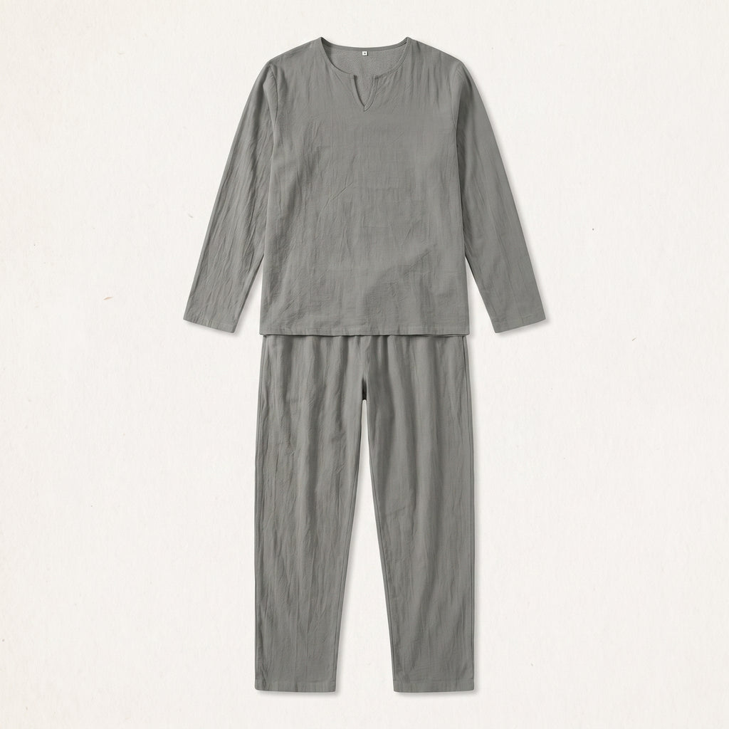 Packshot complet du pyjama homme gris en coton