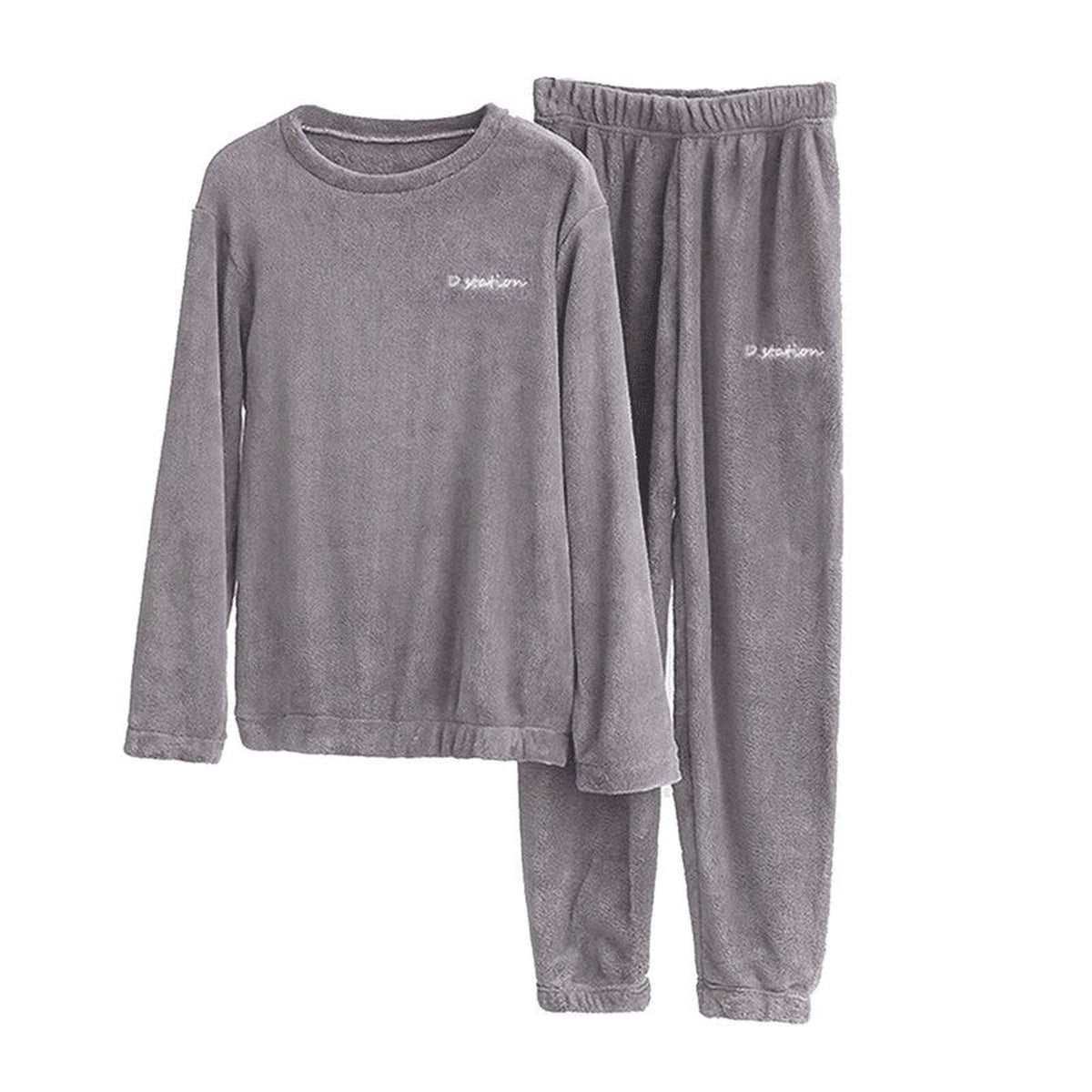 Pyjama de velours gris, haut et pantalon, sans mannequin