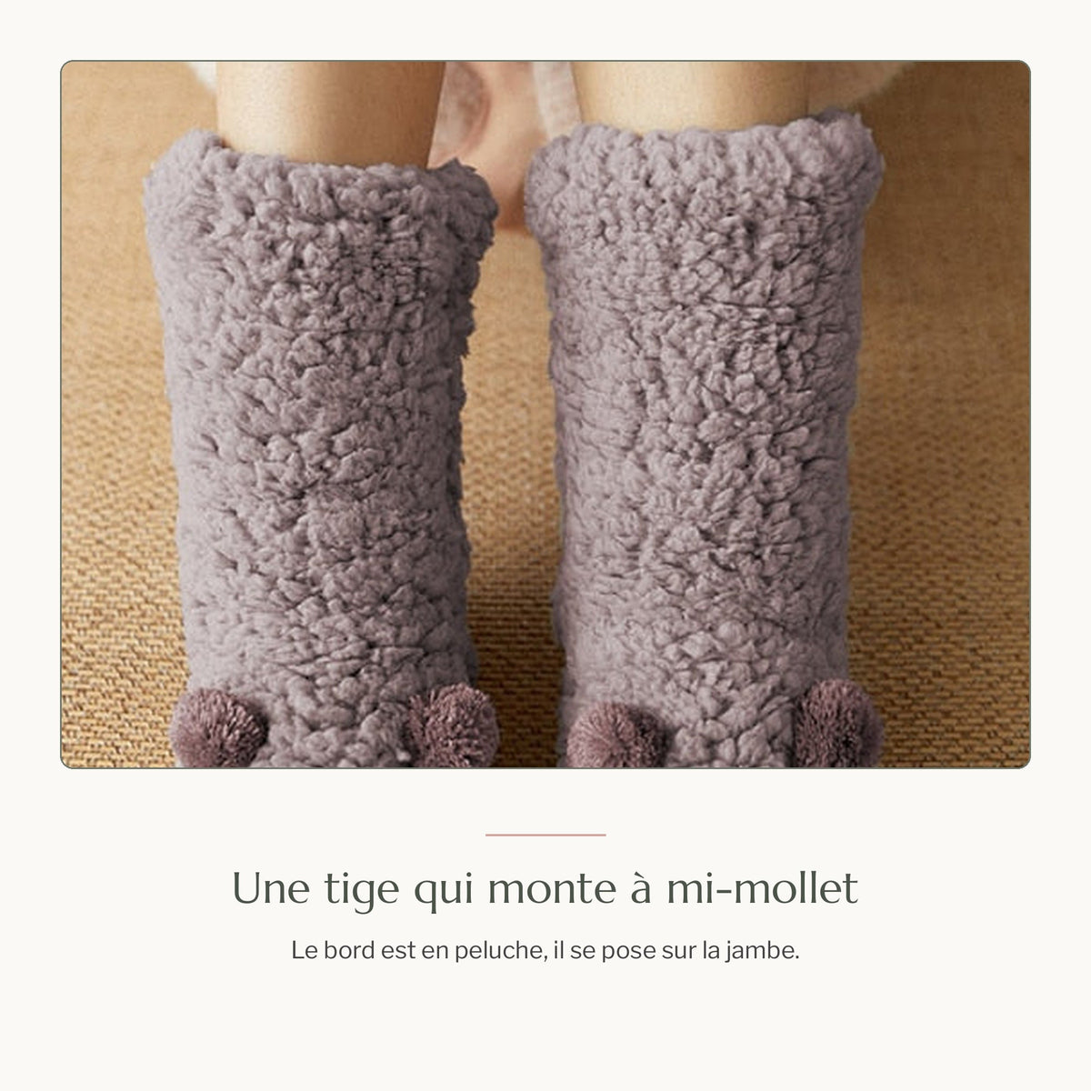 Chaussettes ourson grises portées avec une tige montant à mi-mollet Image