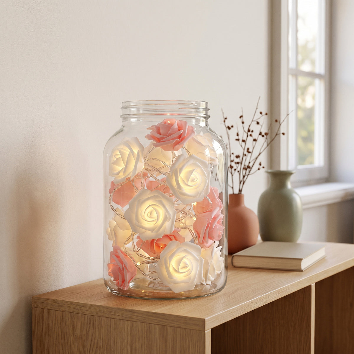 Coloris Blanc et rose : une rose blanche puis une rose rose, en alternance