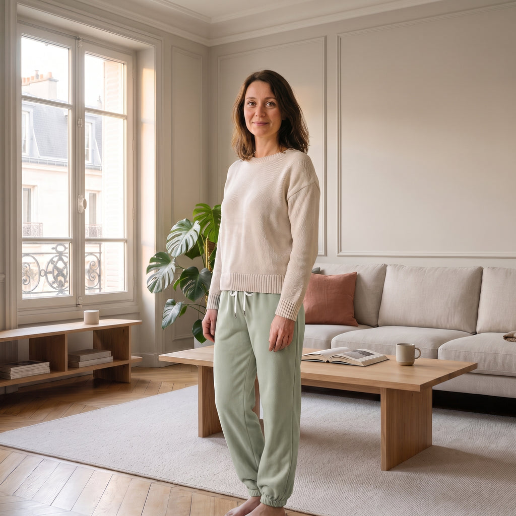 Pantalon de jogging polaire femme coloris vert