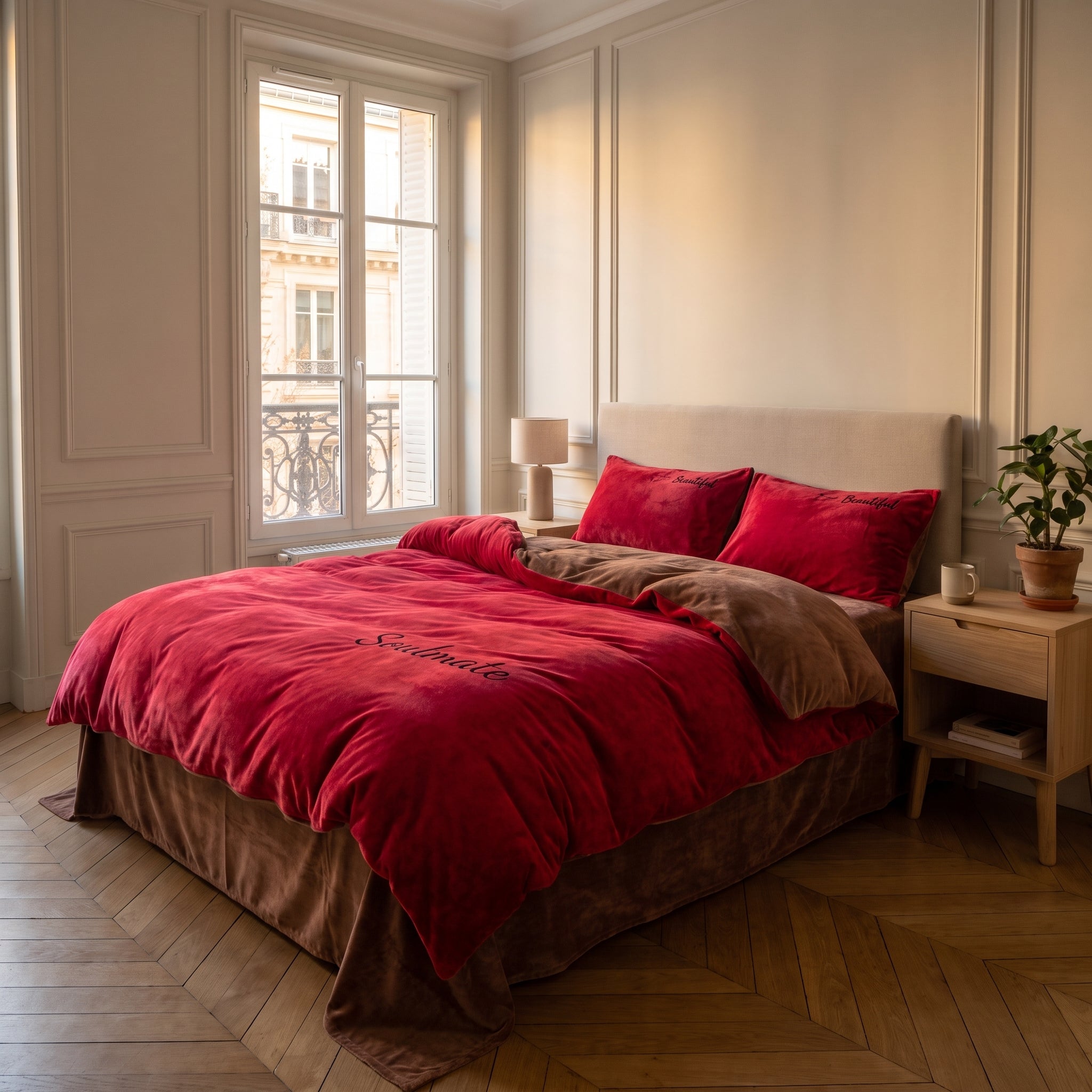 Housse de couette imitation velours dans la chambre Image