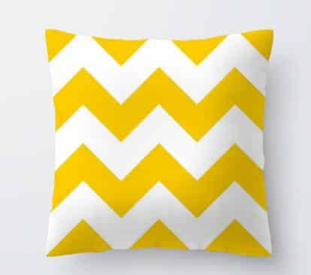 Housse de coussin jaune, chevrons jaunes et blancs, modèle 24