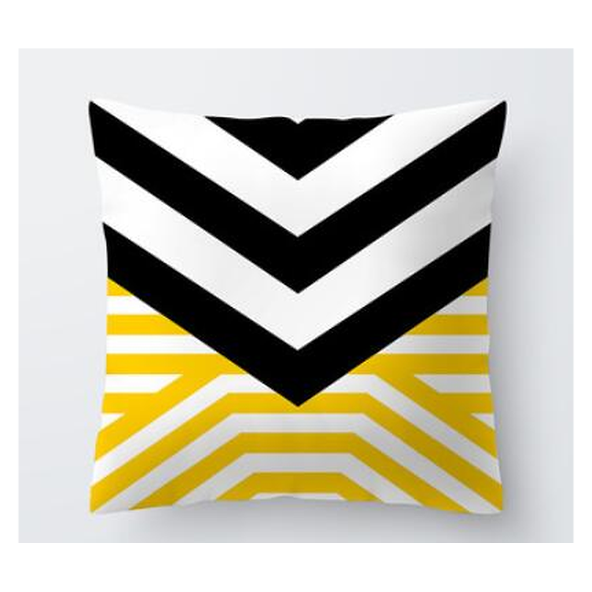 Housse de coussin jaune à chevrons noirs et blancs, modèle 5