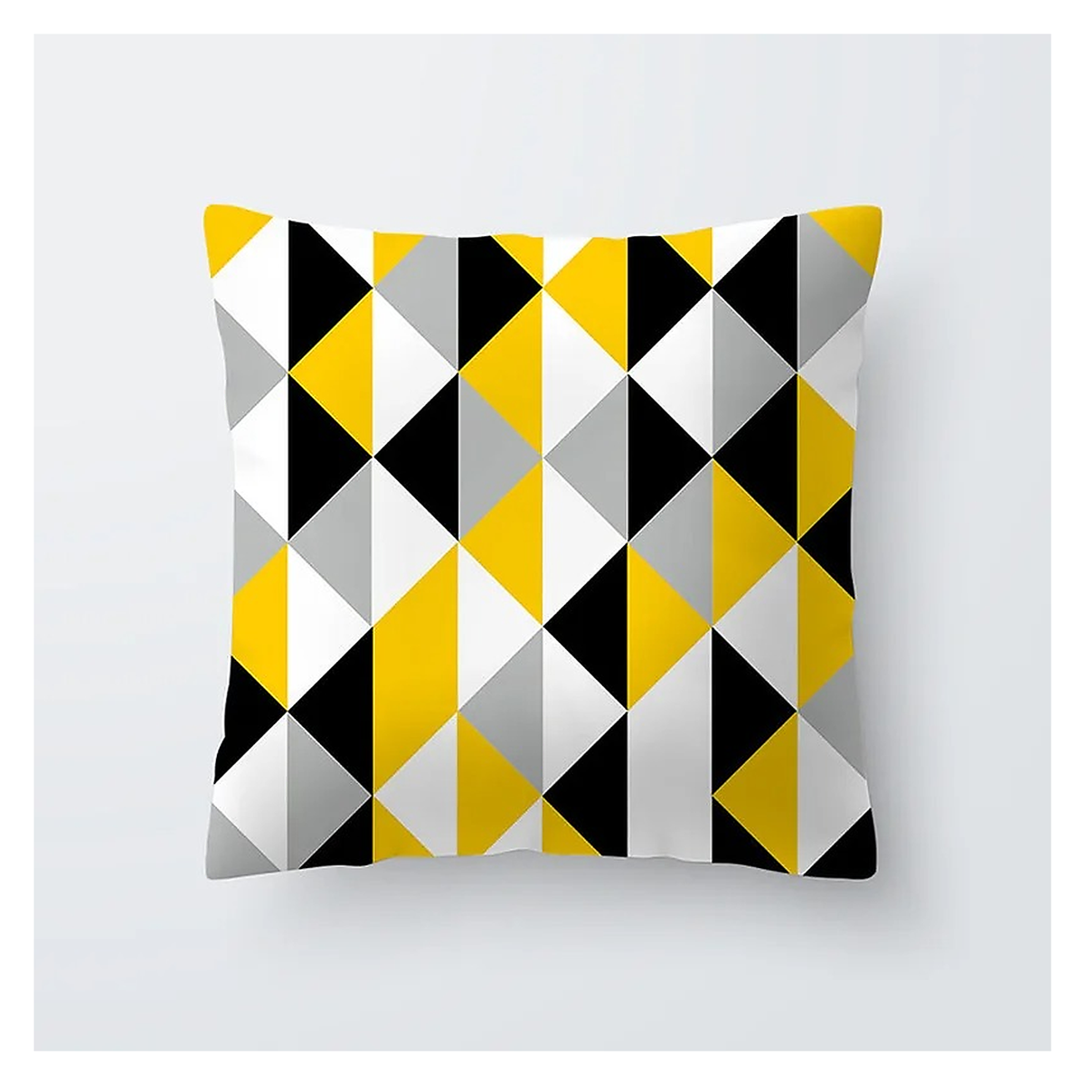 Housse de coussin géométrique jaune, noire et grise, modèle 9