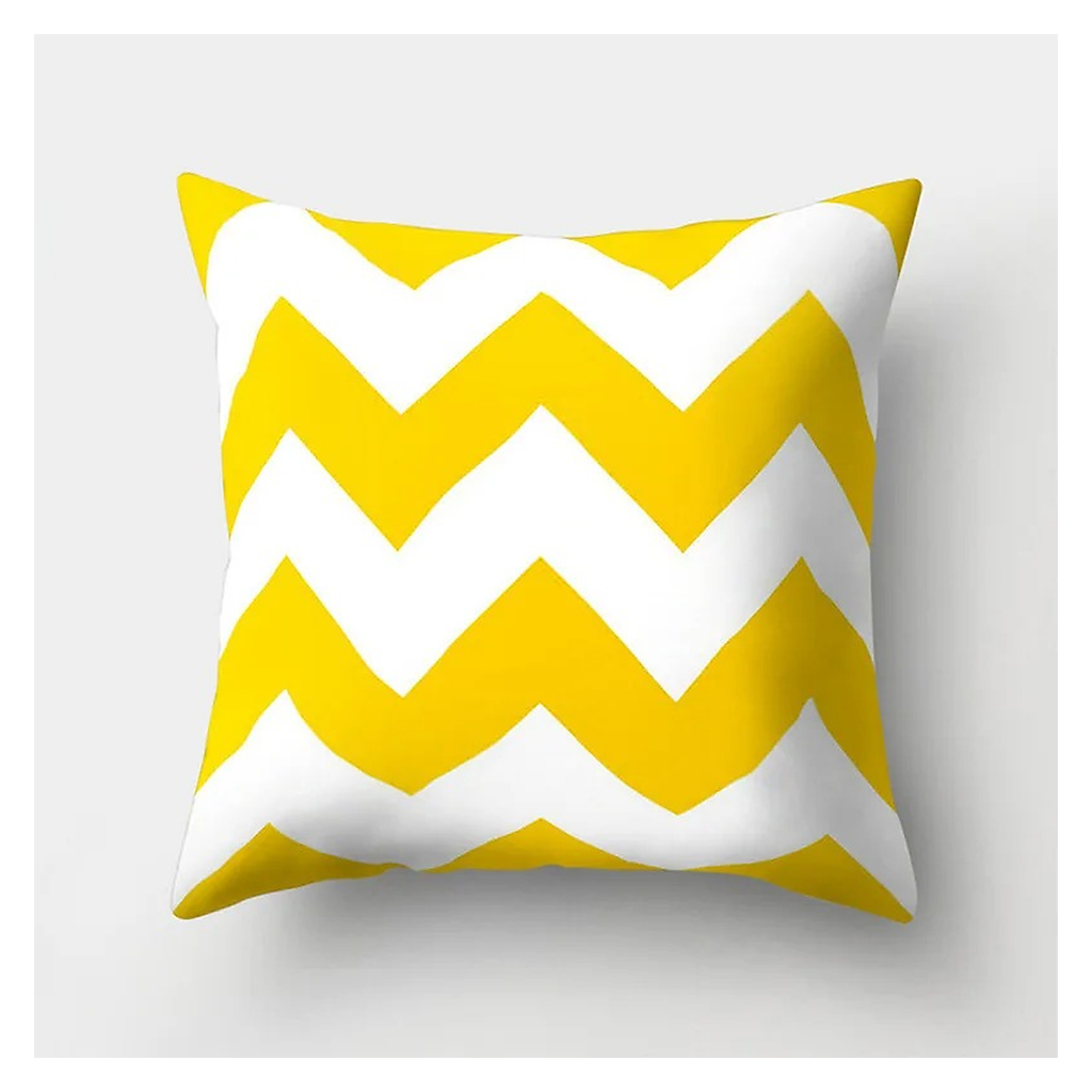 Housse de coussin à chevrons jaunes et blancs, modèle 24