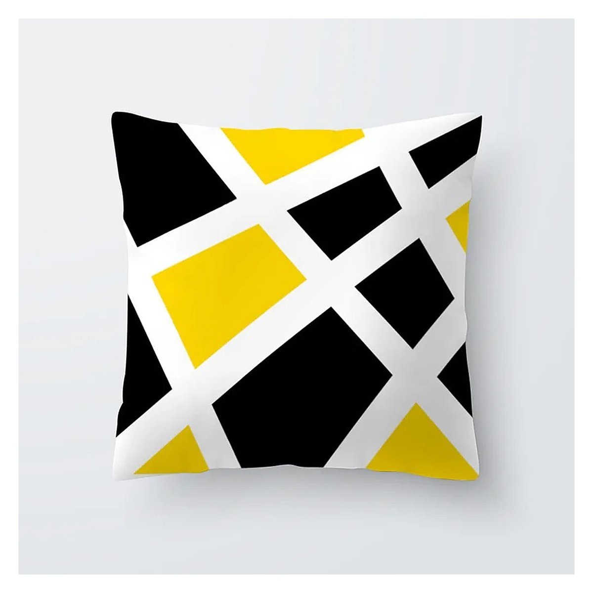 Housse de coussin à bandes diagonales jaunes et noires, modèle 33