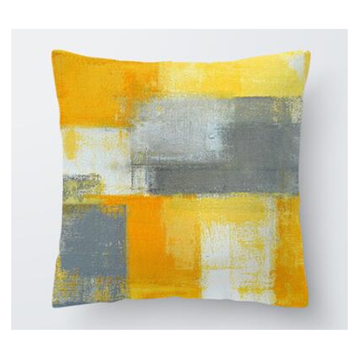 Housse de coussin à peinture abstraite jaune et grise, modèle 40