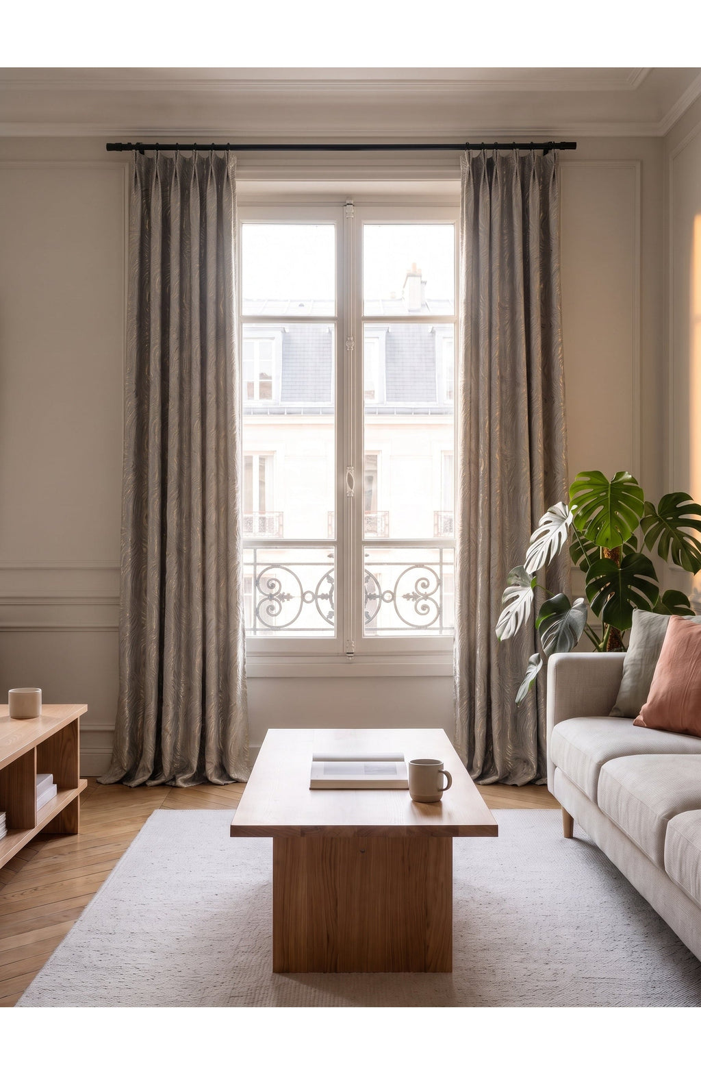 Rideau jacquard occultant grande hauteur