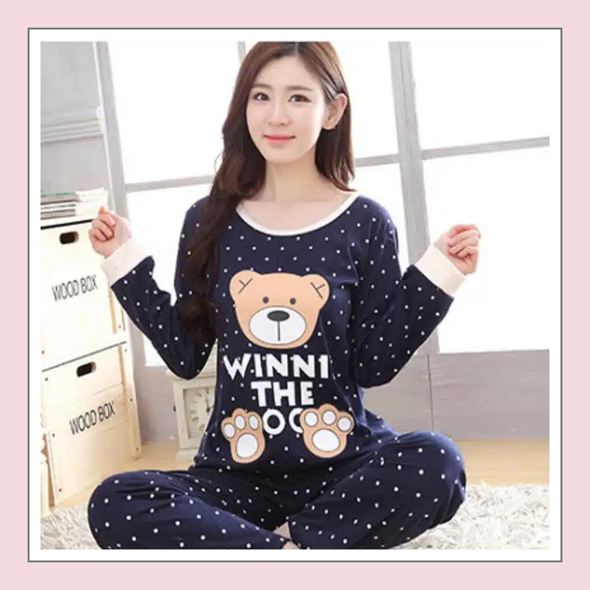 Pyjama femme manches longues modèle 8 présenté dans la collection des motifs.