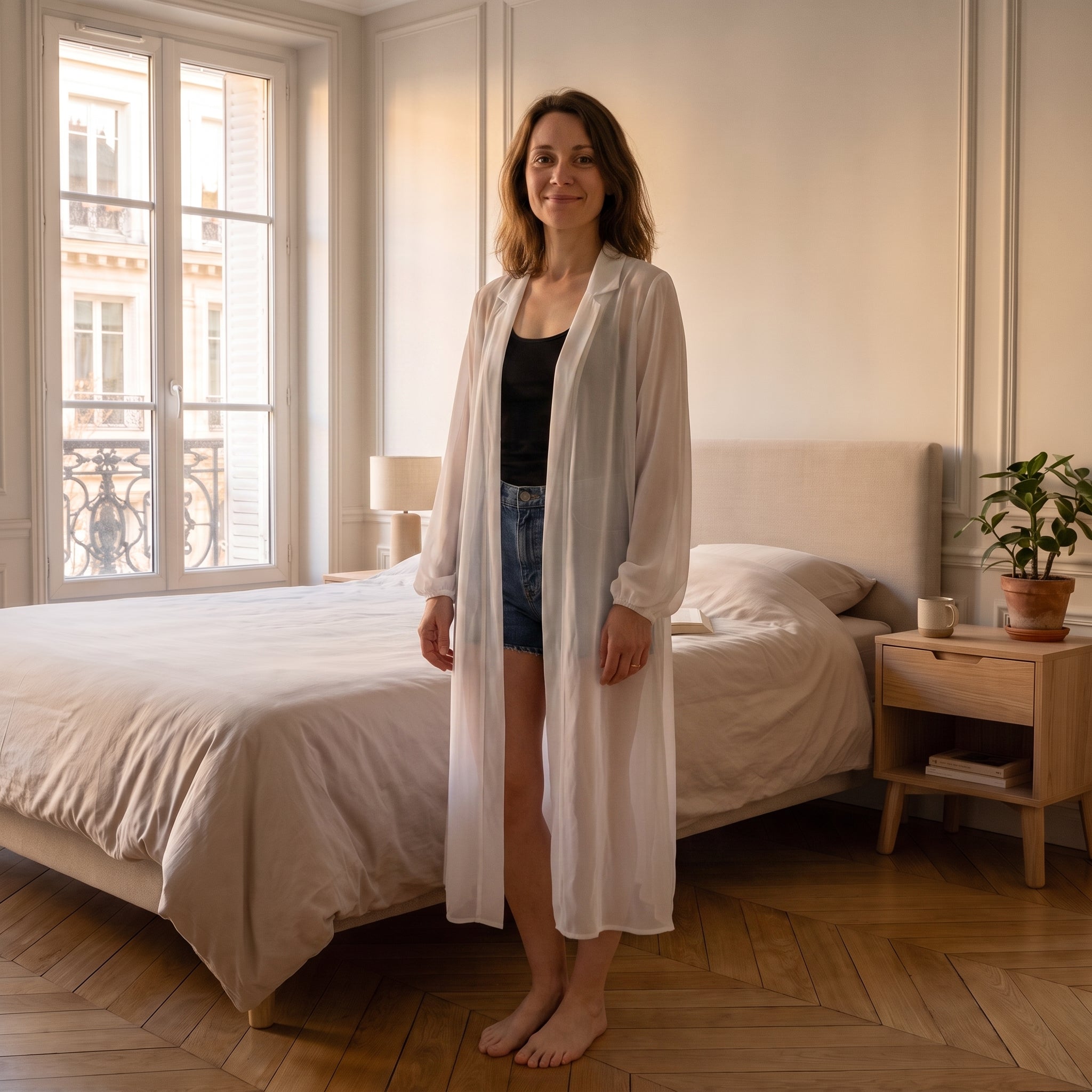 Kimono long en mousseline porté Image