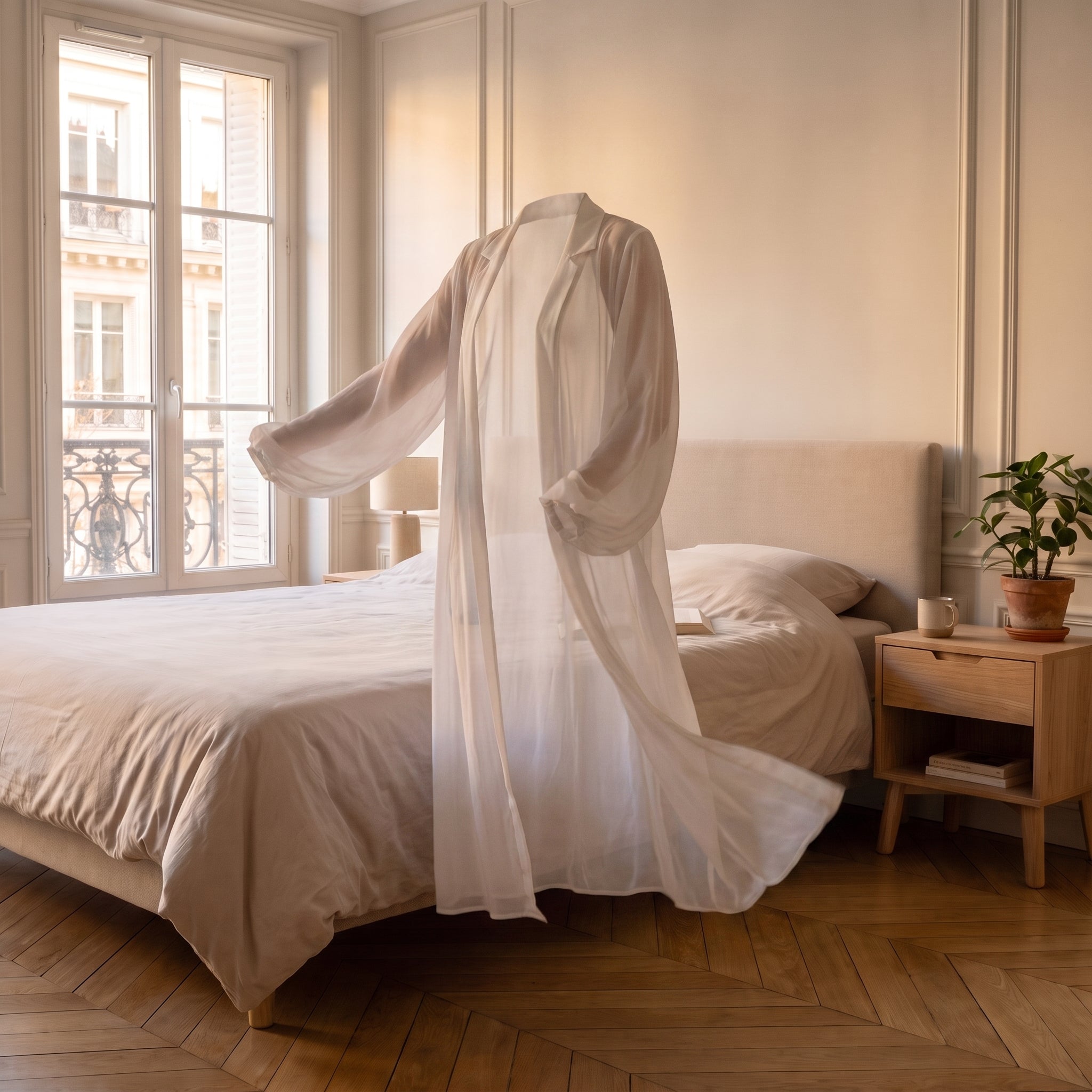 Kimono long en mousseline coupe sans mannequin Image