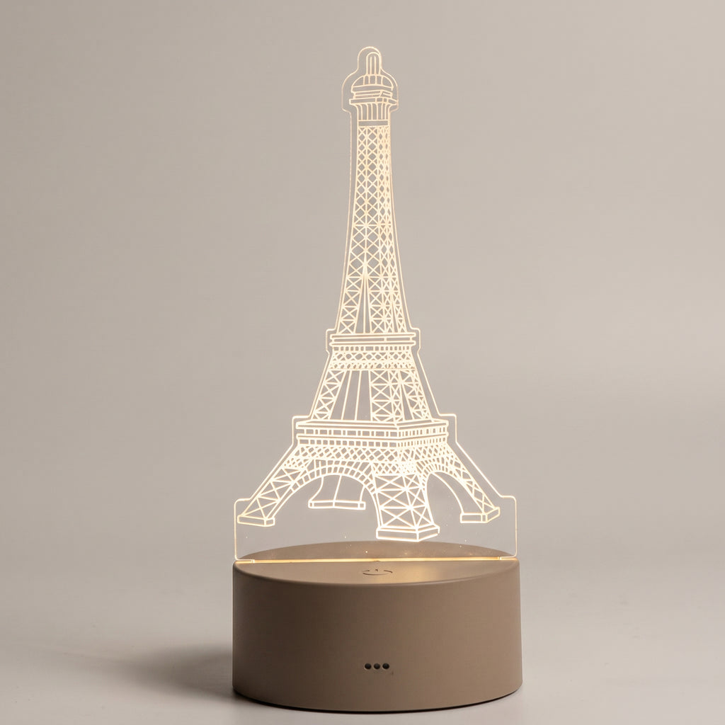 Packshot de la lampe veilleuse 3D en acrylique motif Paris